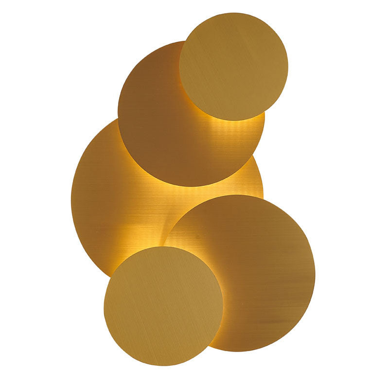 Brass LED Wall Sconce with Round Stacked Plates by Bethel