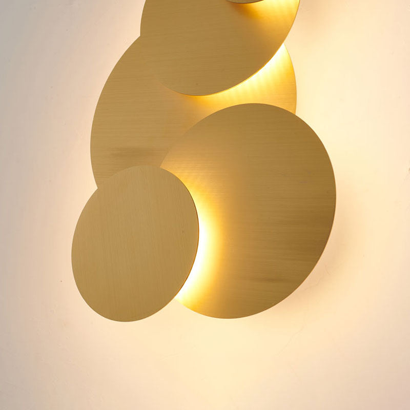 Brass LED Wall Sconce with Round Stacked Plates by Bethel - view 3
