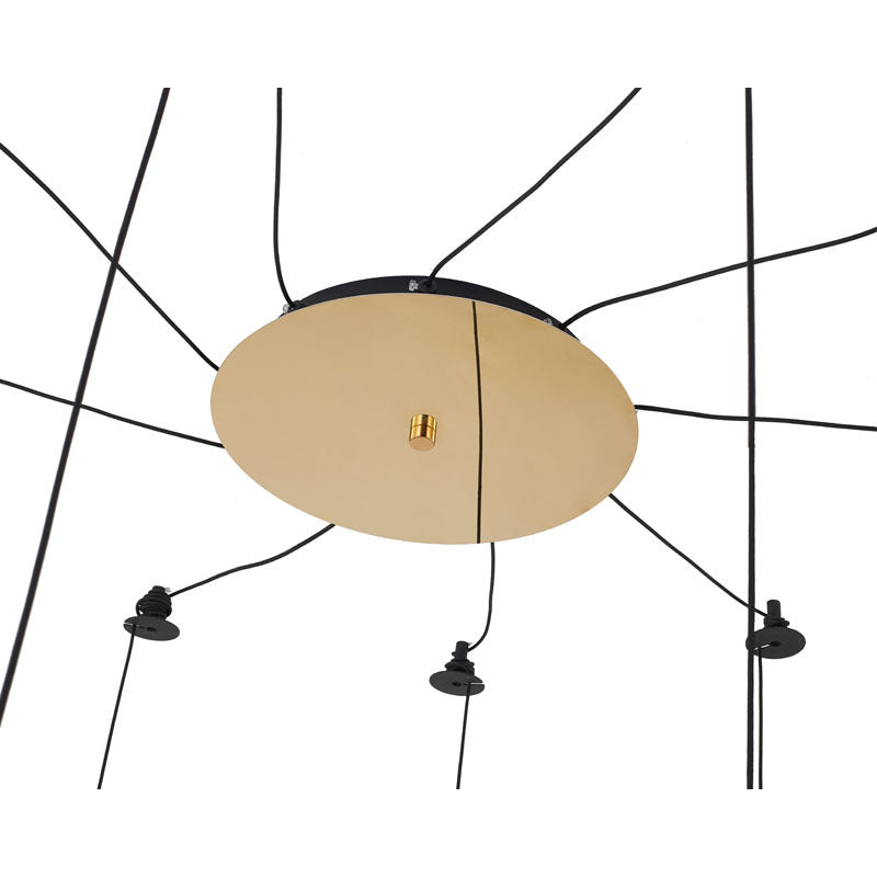 Gold Metal Framed Web Chandelier with Hanging Clear Crystal Pendants &amp; Black