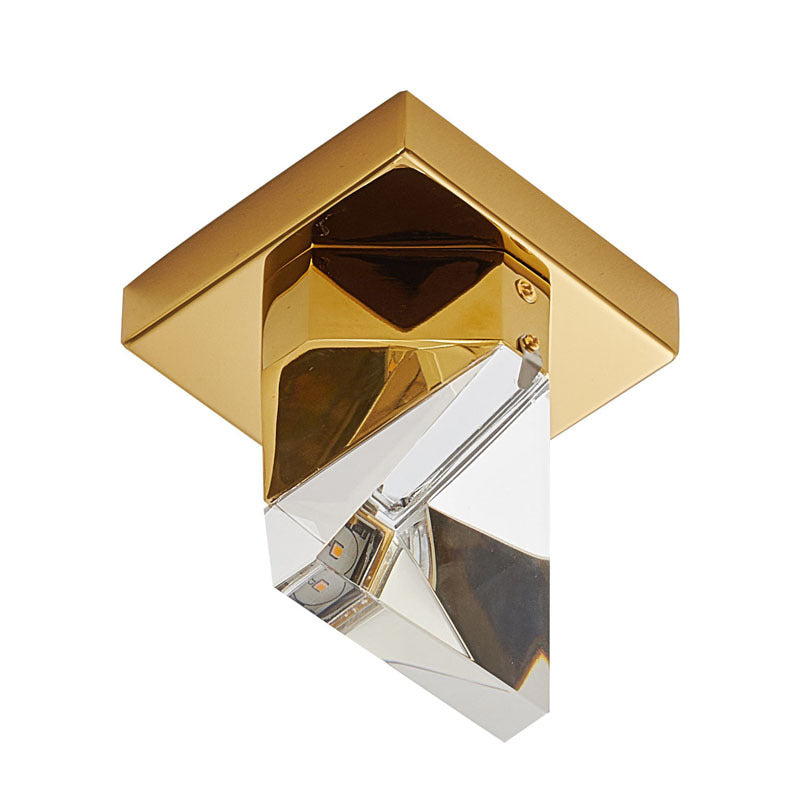 Clear Triangular Crystal Flush Mount with Brass Iron Frame by Bethel - view 2