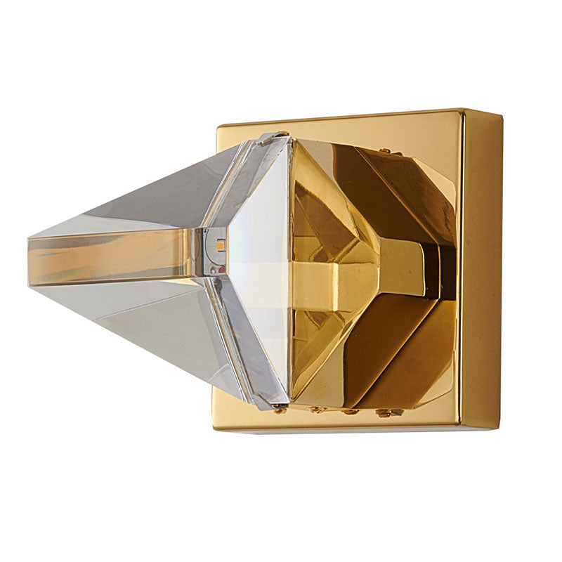 Clear Triangular Crystal Wall Sconce with Brass Iron Frame by Bethel - view 2
