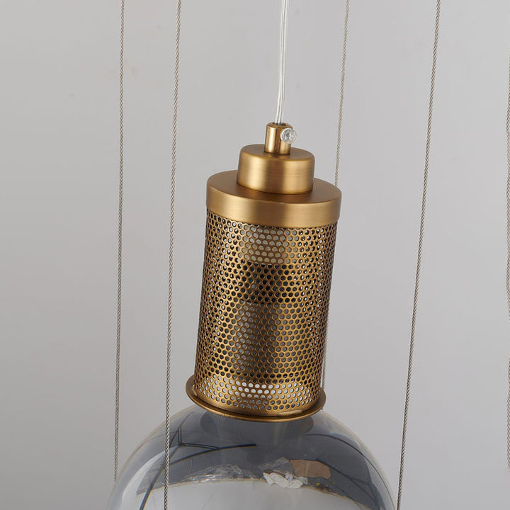 Antique Brass Metal Frame Single Pendant Light with Clear Crystal Ball by Bethel - view 5