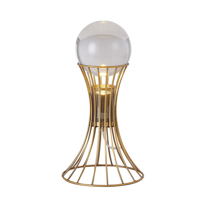 Metal Frame Table Lamp with Clear Crystal Ball, 7", by Bethel