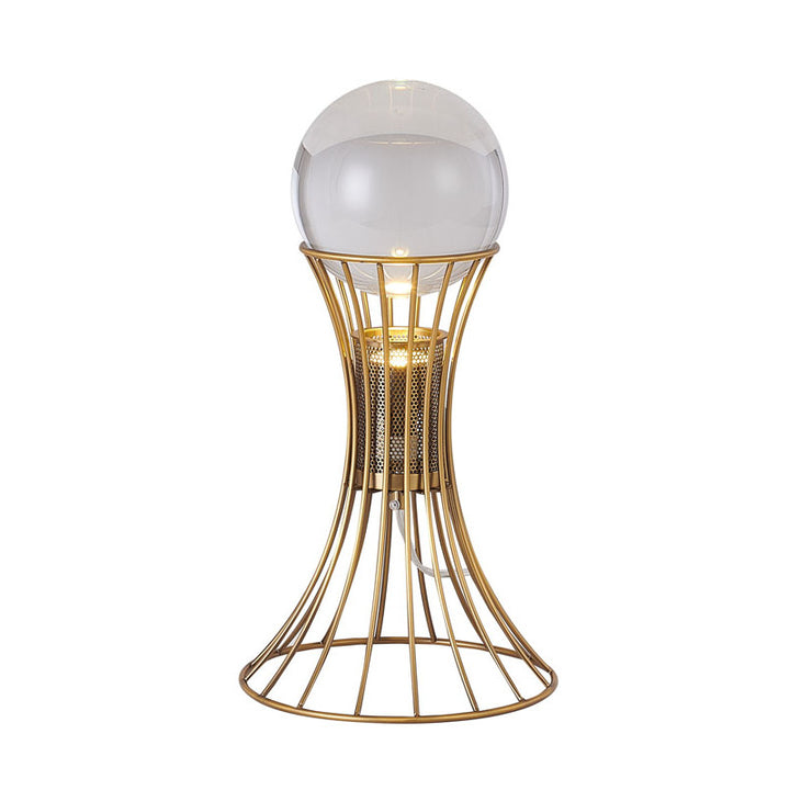 Metal Frame Table Lamp with Clear Crystal Ball, 7", by Bethel