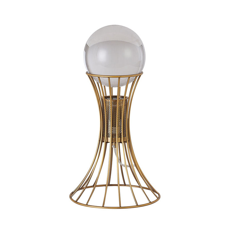 Metal Frame Table Lamp with Clear Crystal Ball by Bethel - view 2