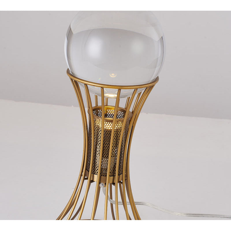 Metal Frame Table Lamp with Clear Crystal Ball by Bethel - view 4