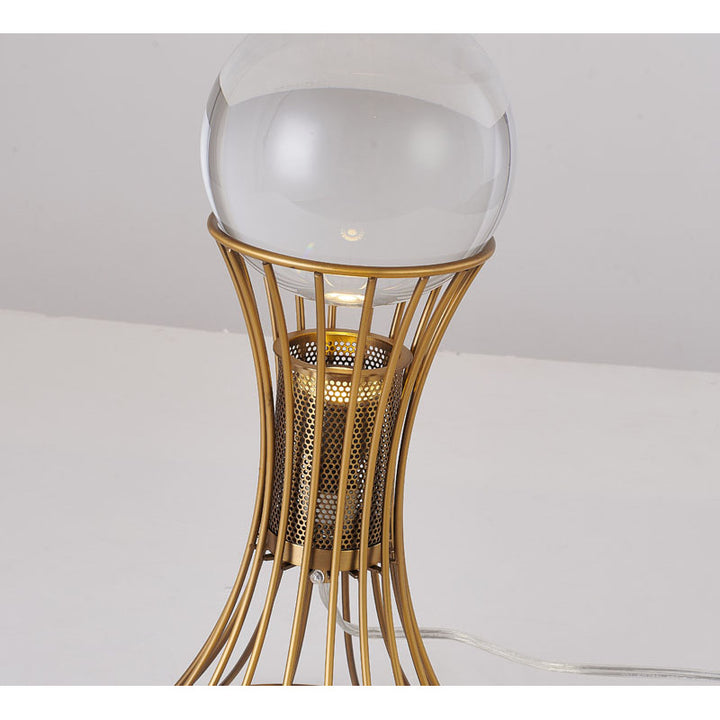 Metal Frame Table Lamp with Clear Crystal Ball by Bethel - view 4
