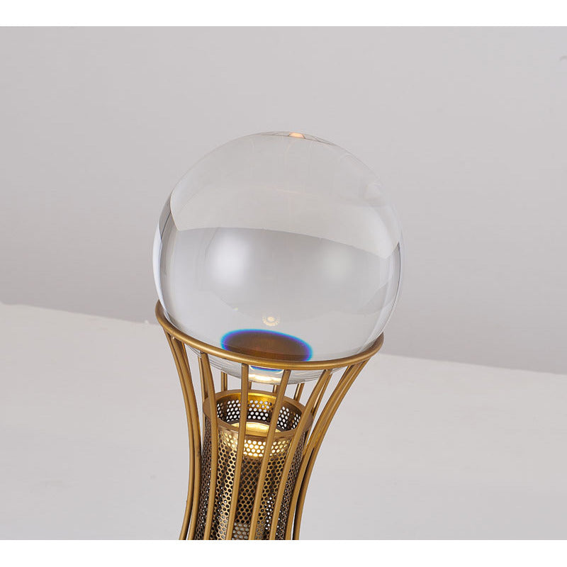 Metal Frame Table Lamp with Clear Crystal Ball by Bethel - view 5