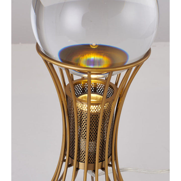 Metal Frame Table Lamp with Clear Crystal Ball by Bethel - view 7