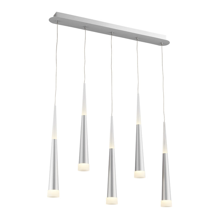 Kitchen Island Light with Sand Silver Hanging Pendants &amp; Frosted Acrylic Diffusers