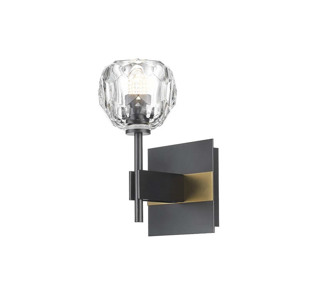 Hestia - 1 Light Wall Sconce with Crystal Glass in Matte Black & Aged Brass by Moderno Lighting