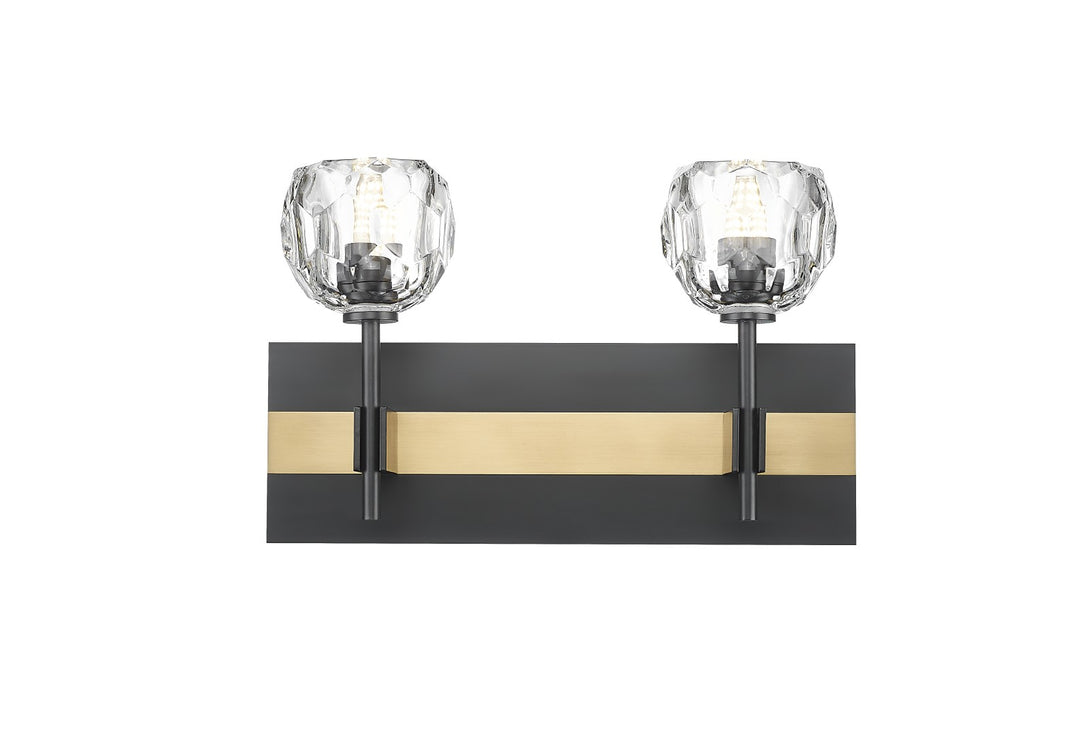 Hestia - Multiple Light Vanity with Crystal Glass in Matte Black & Aged Brass by Moderno Lighting
