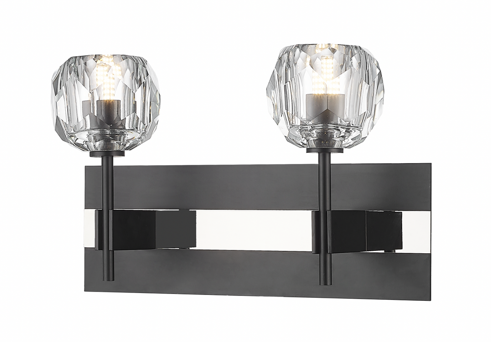 Hestia - Multiple Light Vanity with Crystal Glass in Matte Black & Polished Chrome by Moderno Lighting