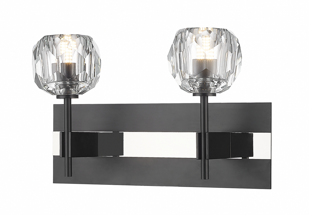 Hestia - Multiple Light Vanity with Crystal Glass in Matte Black & Polished Chrome by Moderno Lighting
