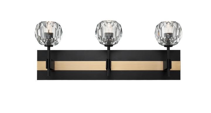 Hestia - Multiple Light Vanity with Crystal Glass in Matte Black & Aged Brass by Moderno Lighting