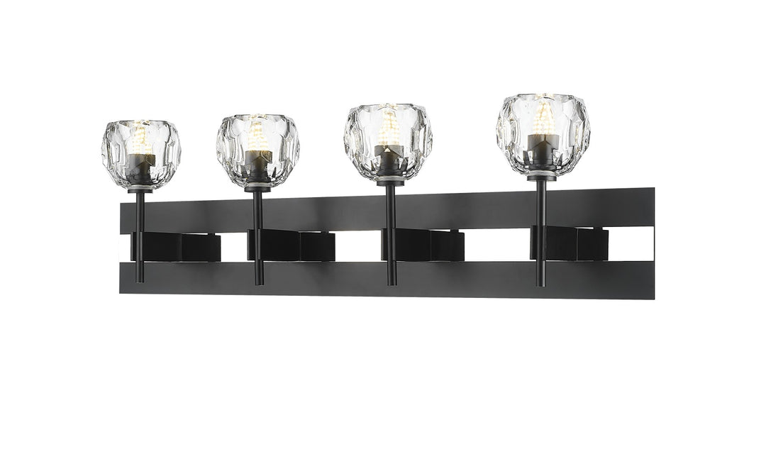 Hestia - Multiple Light Vanity with Crystal Glass in Matte Black & Polished Chrome by Moderno Lighting