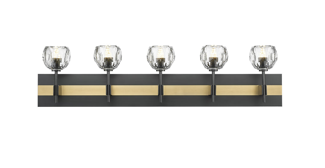 Hestia - Multiple Light Vanity with Crystal Glass in Matte Black & Aged Brass by Moderno Lighting