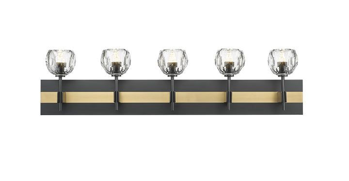 Hestia - Multiple Light Vanity with Crystal Glass in Matte Black & Aged Brass by Moderno Lighting