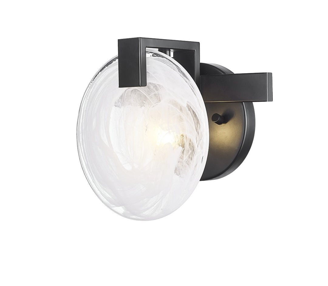 Austin - 1 Light Wall Sconce with Alabaster or Seeded Glass in Matte Black by Moderno Lighting