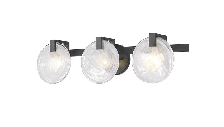 Austin - Multiple Light Vanity with Alabaster or Seeded Glass in Matte Black by Moderno Lighting