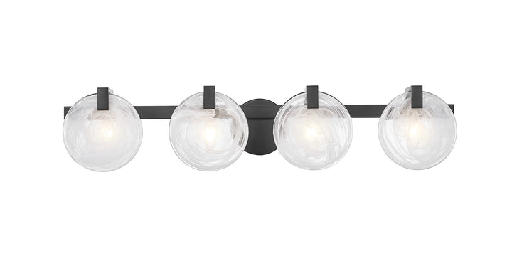 Austin - Multiple Light Vanity with Alabaster or Seeded Glass in Matte Black by Moderno Lighting