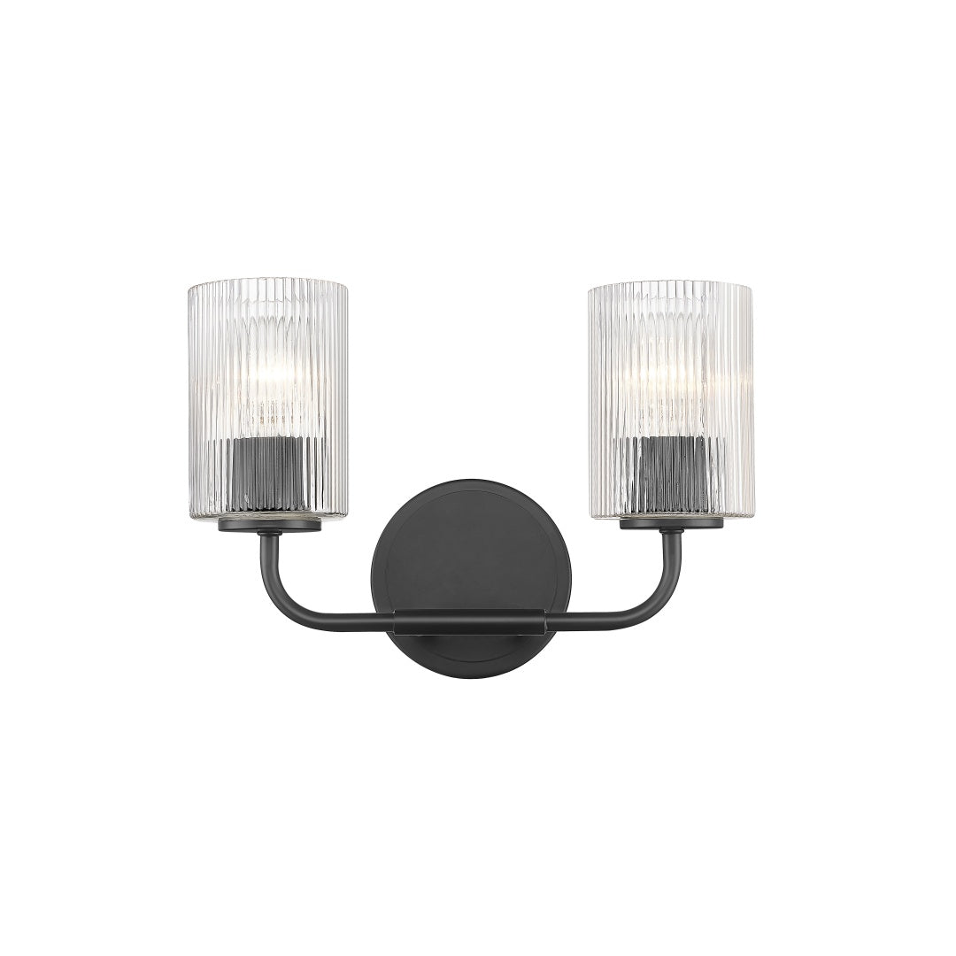 Dragos Multiple Light Vanity with Reeded Clear Glass - Matte Black
