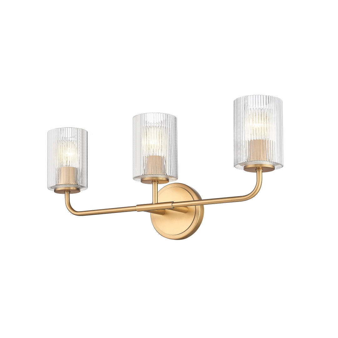 Dragos Multiple Light Vanity with Reeded Clear Glass - Aged Brass