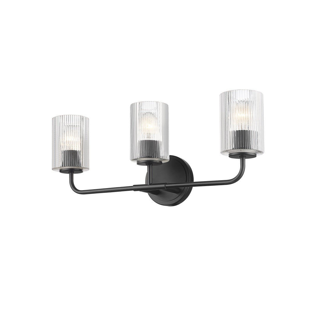 Dragos Multiple Light Vanity with Reeded Clear Glass - Matte Black