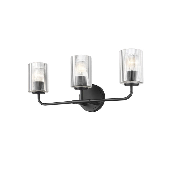 Dragos Multiple Light Vanity with Reeded Clear Glass - Matte Black