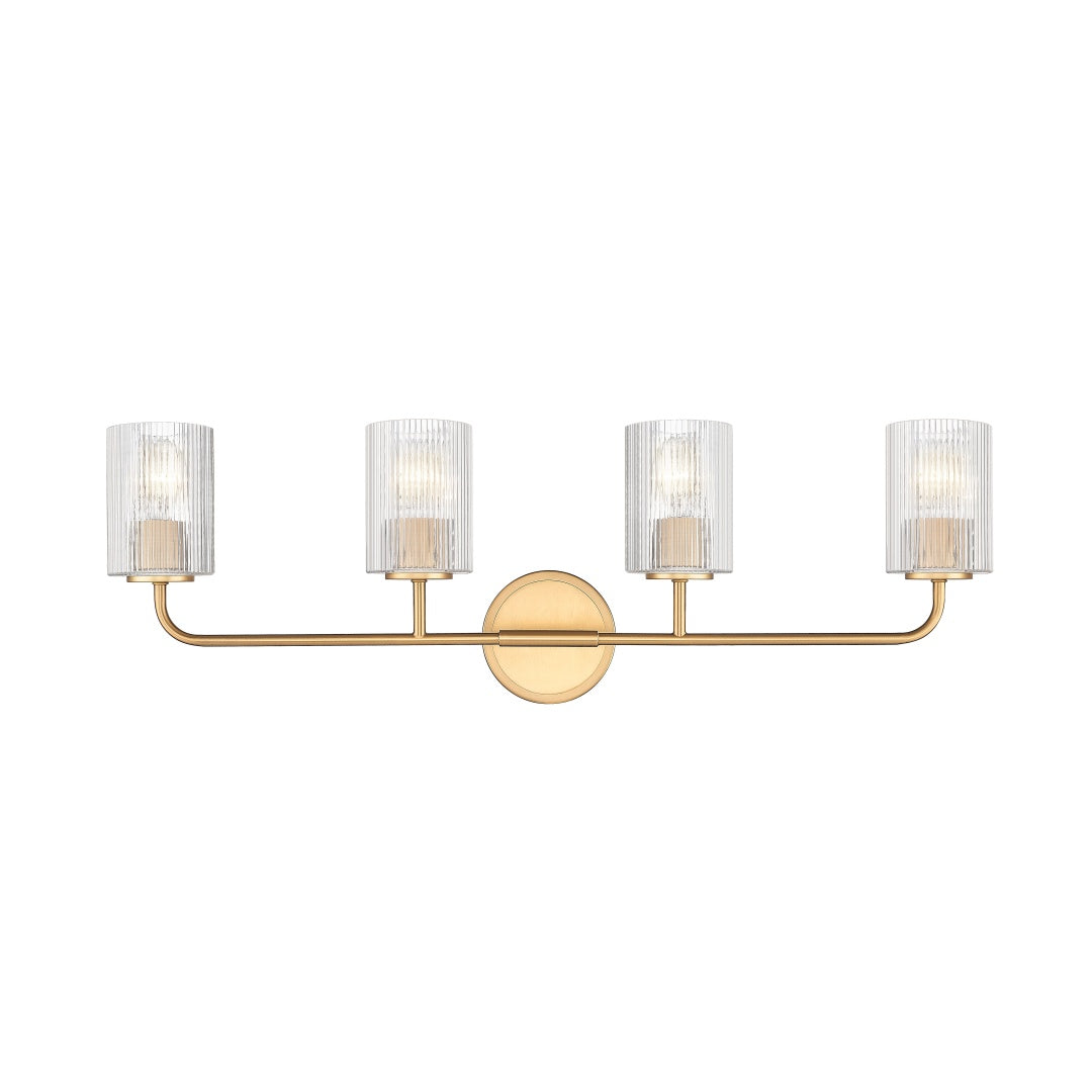 Dragos Multiple Light Vanity with Reeded Clear Glass - Aged Brass