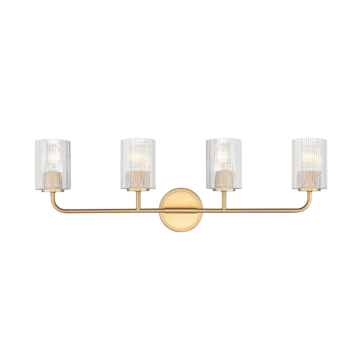 Dragos Multiple Light Vanity with Reeded Clear Glass - Aged Brass