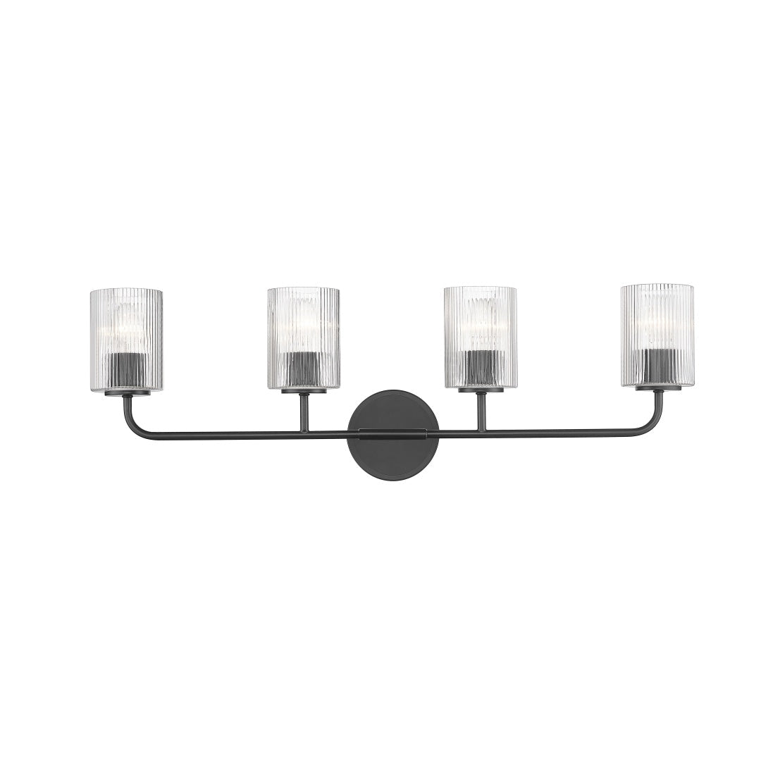 Dragos Multiple Light Vanity with Reeded Clear Glass - Matte Black