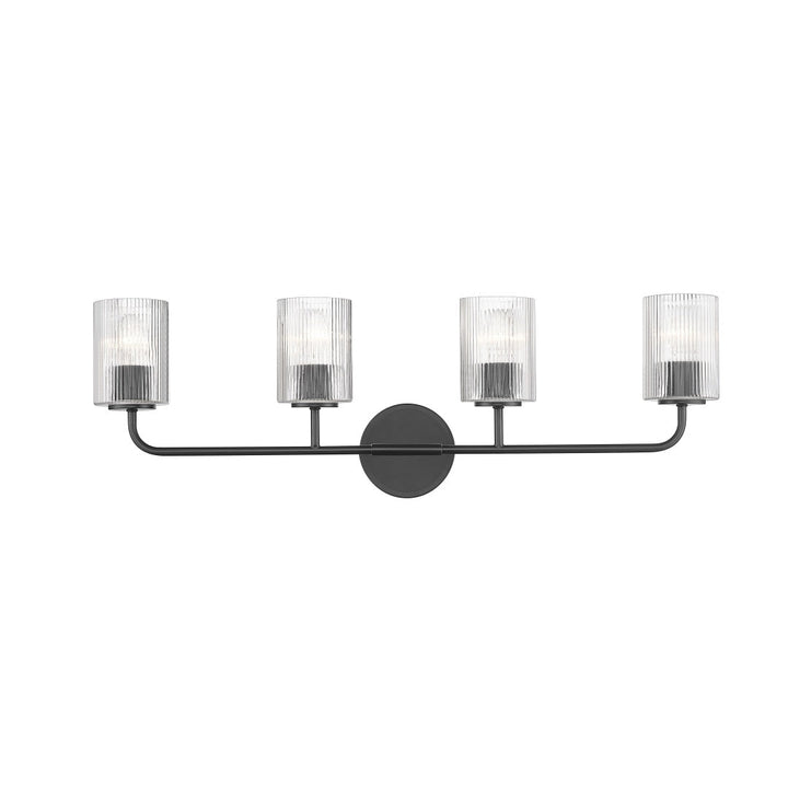Dragos Multiple Light Vanity with Reeded Clear Glass - Matte Black