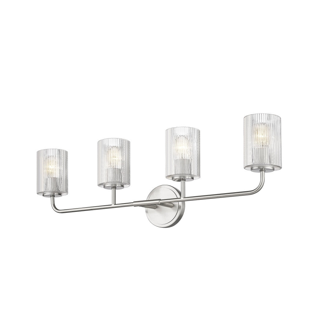 Dragos Multiple Light Vanity with Reeded Clear Glass - Brushed Nickel