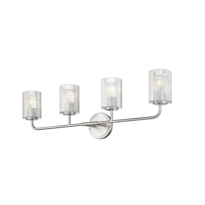 Dragos Multiple Light Vanity with Reeded Clear Glass - Brushed Nickel