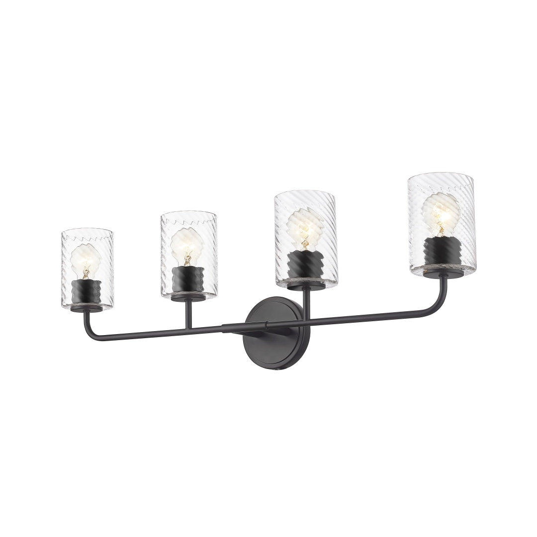 Nonni Multiple Light Vanity with Swirl Clear Glass - Matte Black
