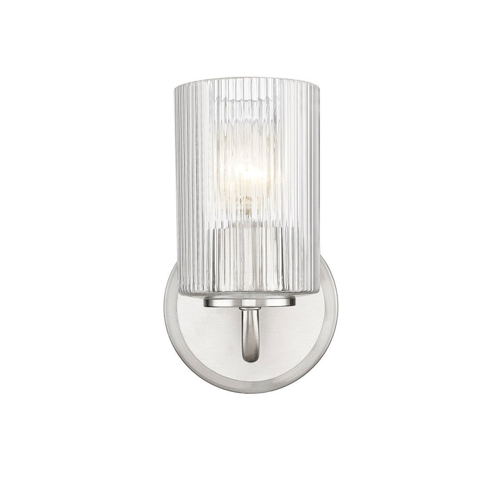 Beasley 1 Light Wall Sconce with Reeded Clear Glass - Brushed Nickel