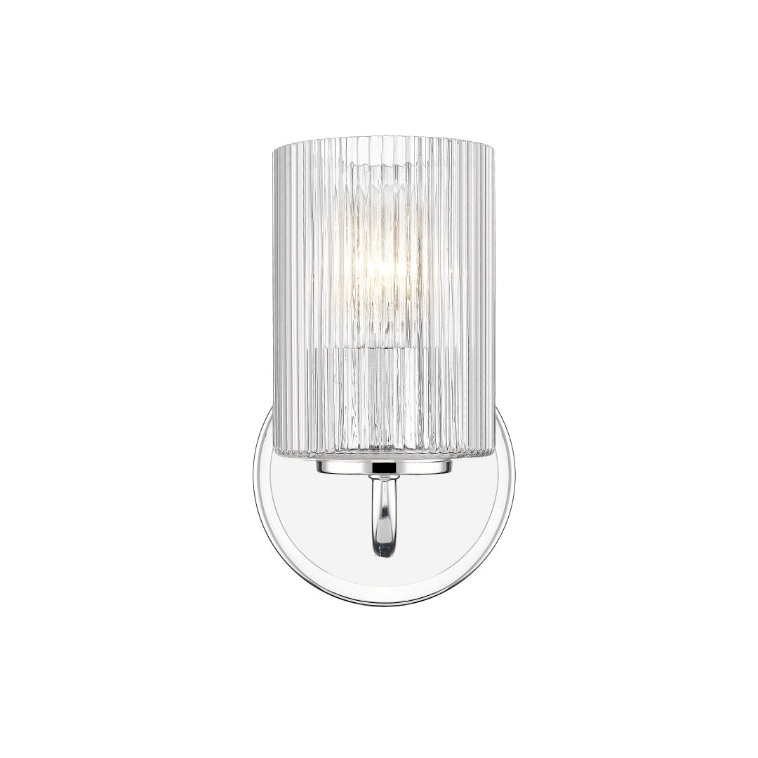 Beasley 1 Light Wall Sconce with Reeded Clear Glass - Polished Chrome
