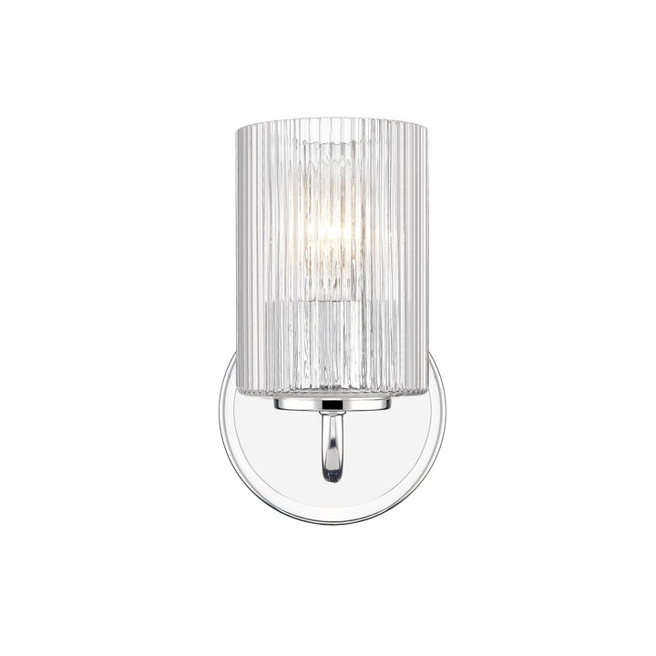 Beasley 1 Light Wall Sconce with Reeded Clear Glass - Polished Chrome