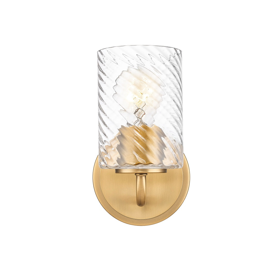 Nonni 1 Light Wall Sconce with Swirl Clear Glass - Aged Brass