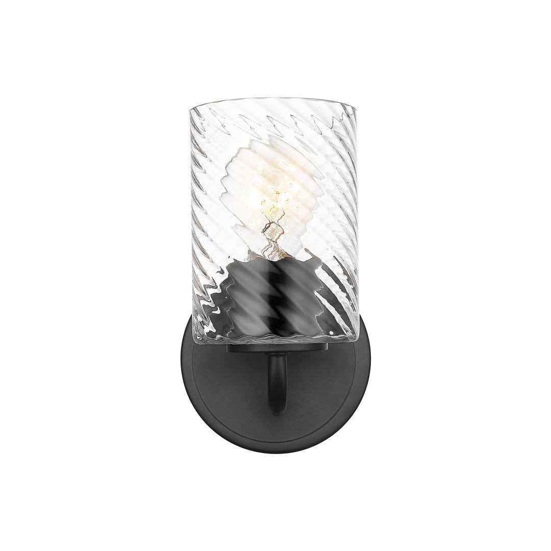 Nonni 1 Light Wall Sconce with Swirl Clear Glass - Matte Black