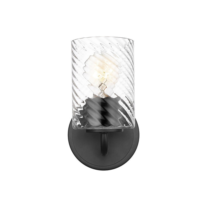 Nonni 1 Light Wall Sconce with Swirl Clear Glass - Matte Black