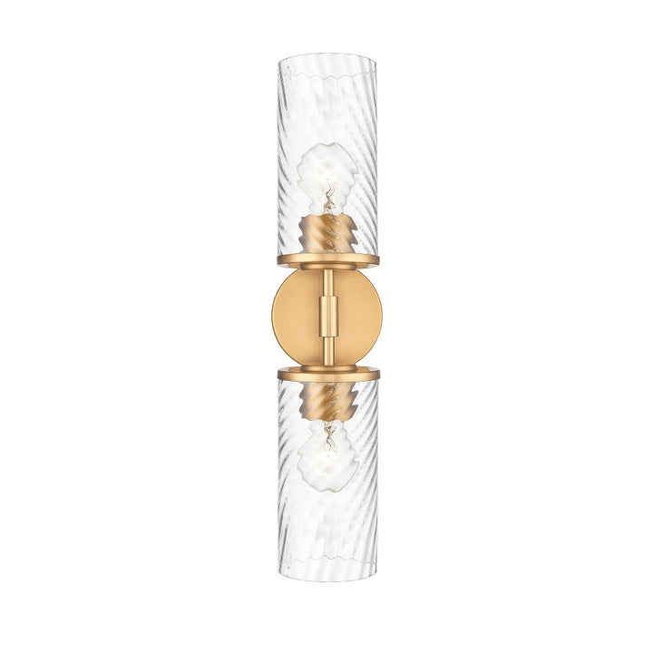 Dragomir 2 Light Wall Sconce with Swirl Clear Glass - Aged Brass