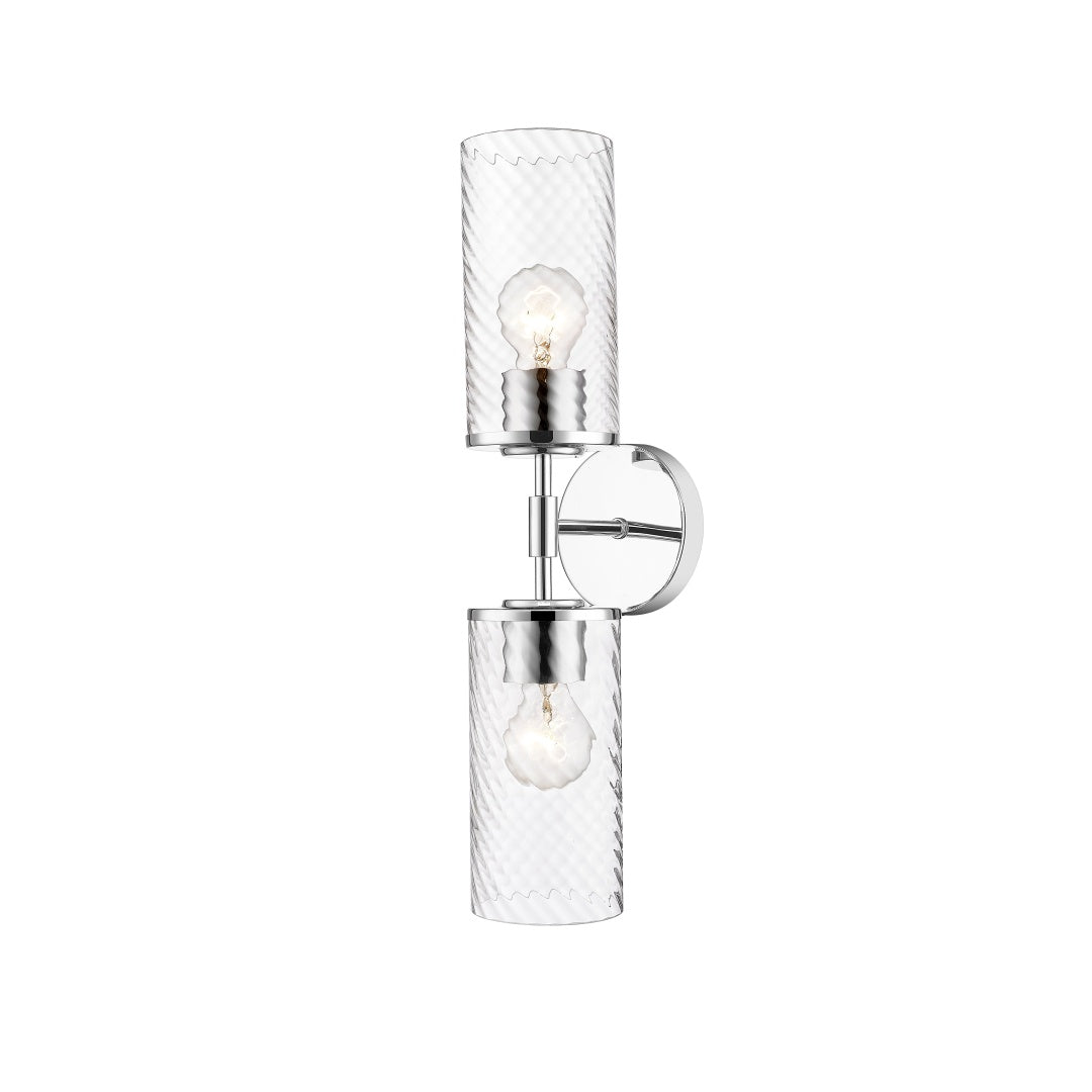 Dragomir 2 Light Wall Sconce with Swirl Clear Glass - Polished Chrome