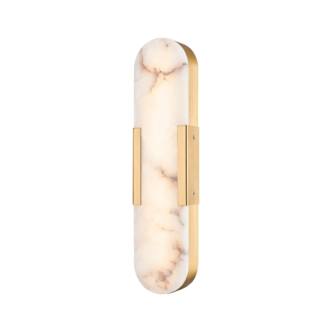 Fossum LED Wall Sconce with Alabaster Stone - Aged Brass