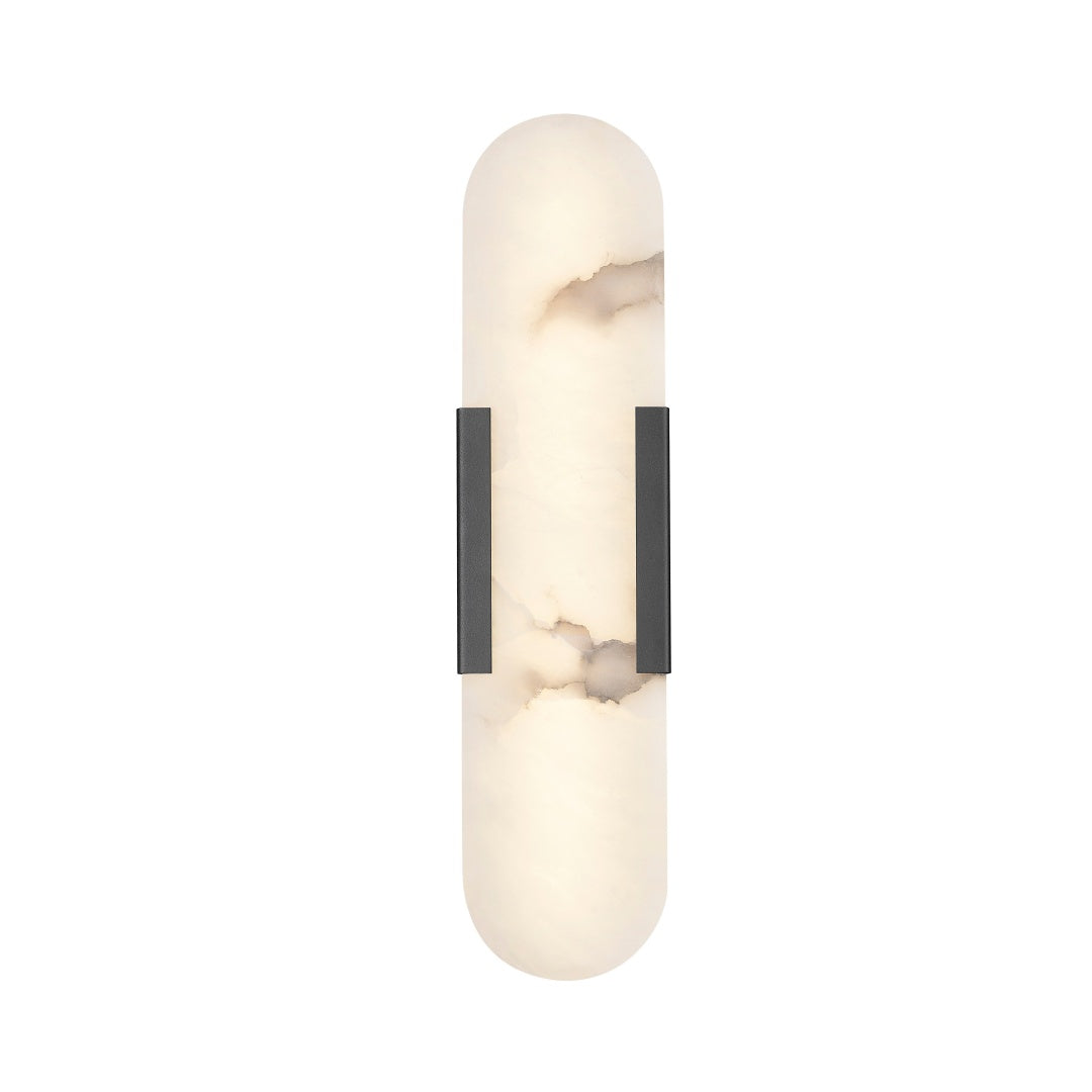 Fossum LED Wall Sconce with Alabaster Stone - Textured Black