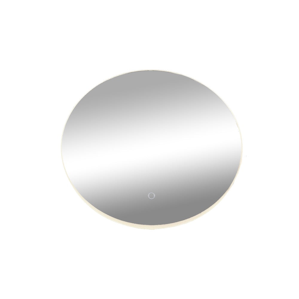 Reflections Round Ribbed Crystal Silver LED Mirror