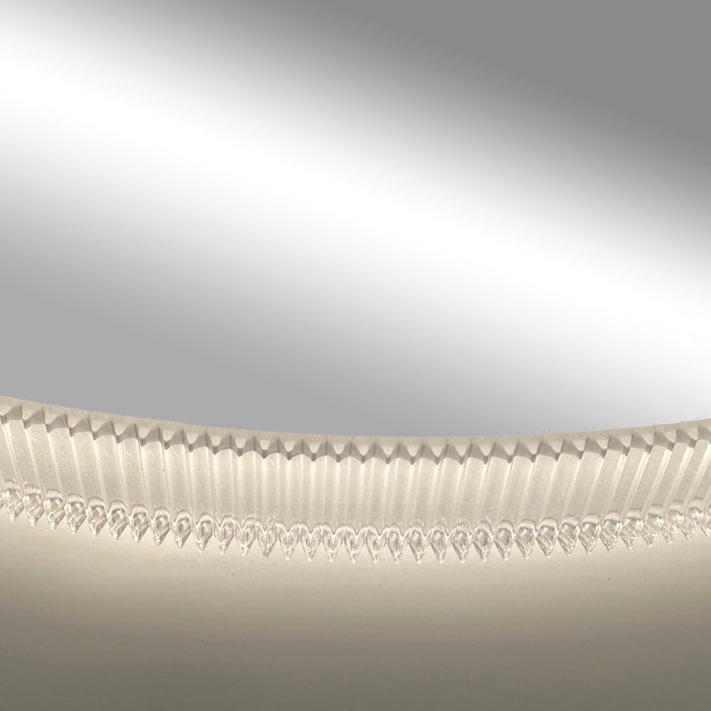 Reflections Round Ribbed Crystal Silver LED Mirror