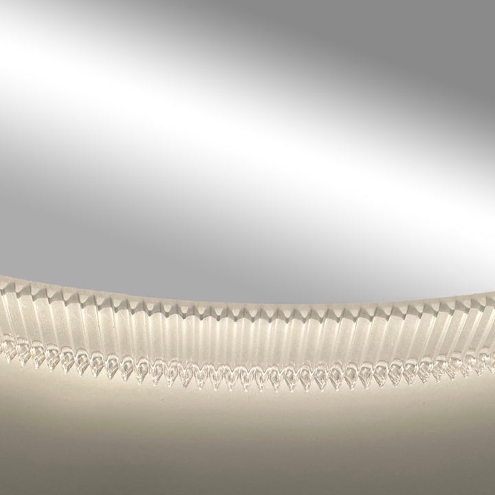 Reflections Round Ribbed Crystal Silver LED Mirror
