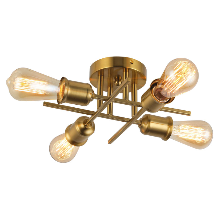 Nebraska 4 Light Incandescent Semi-Flush Mount in Aged Brass by Dainolite